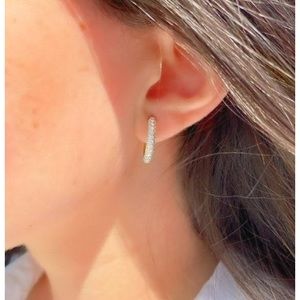 3/4 carat diamond earrings 18K hoop diamond studs